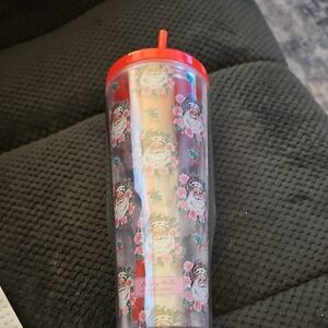 Simply Southern/Simply Belle Santa Print Tumbler with Pink and Red Accents 24 oz